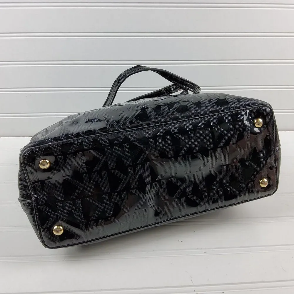 Michael Kors MK Patent Tote Shoulder Handbag Purse Black